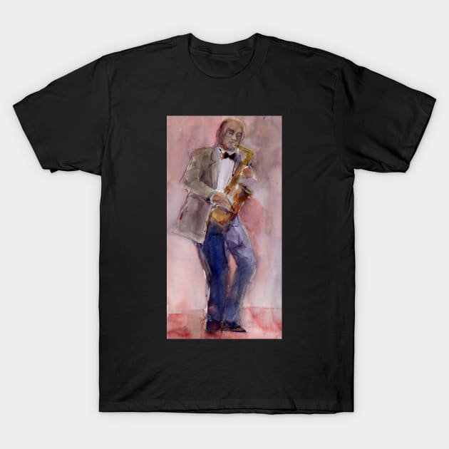 Jazzman and Saxaphone Player - man cave - kitchen Decor- T-Shirt by dfrdesign